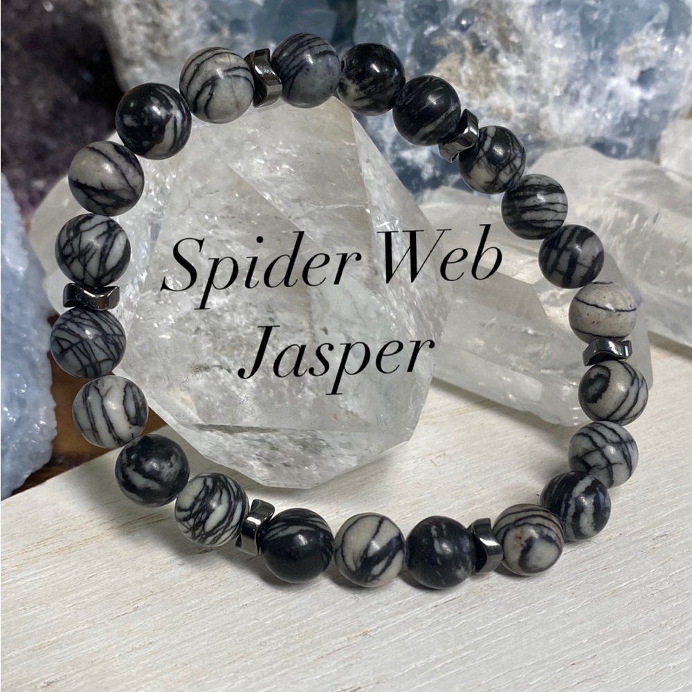 2/$30 - Spider Web Jasper Natural Stone Bracelet 8mm - Unisex